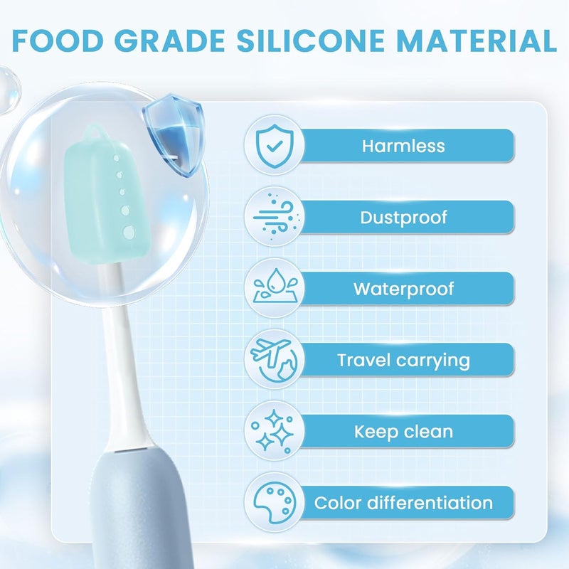 Lapfoon 6 Packs Silicone Toothbrush Covers, Tooth Brush Cover Cap for Electric & Manual Toothbrushes, Toothbrush Travel Essentials - Image 3